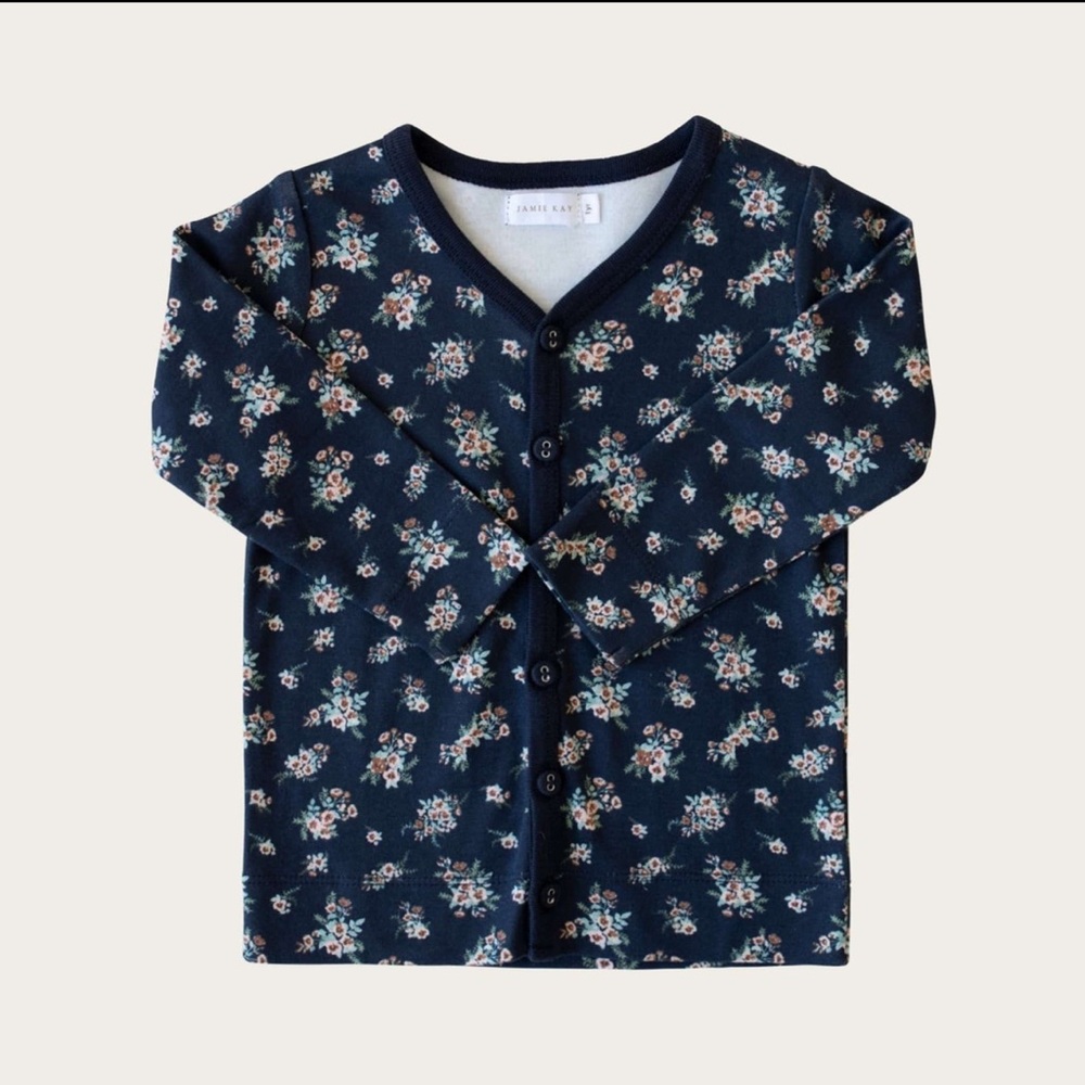 Jamie Kay Floral Navy Sapphire Kids Cardigan